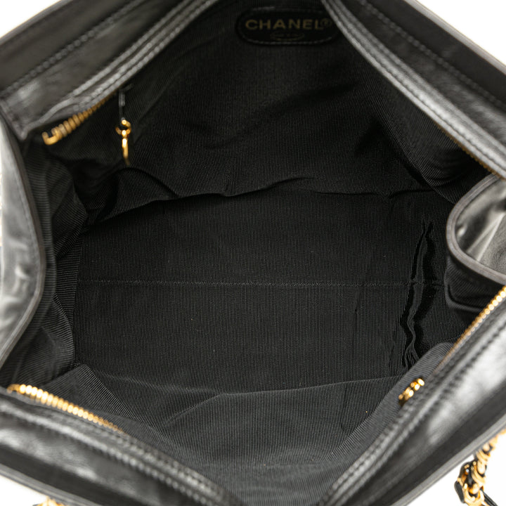 CC Lambskin Chain Tote Black - Gaby Paris