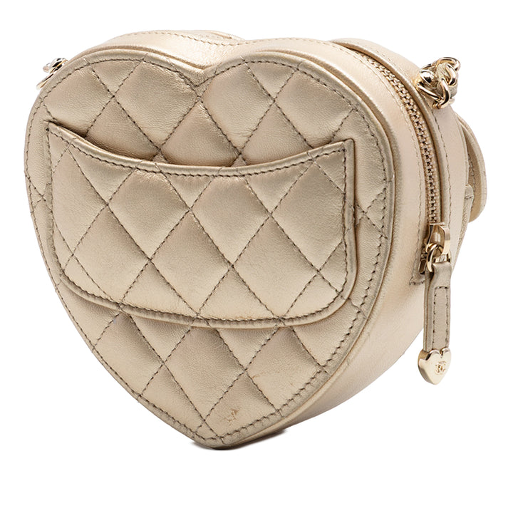 Chanel Mini Metallic Cuir d’agneau CC in Love Heart Sac porté croisé