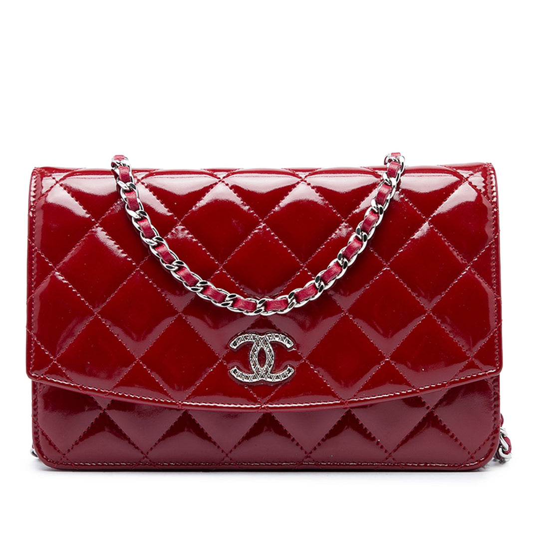 Chanel Sac bandoulière CC Matelassé Brilliant Wallet on Chain Rouge – vue principale – GABY PARIS