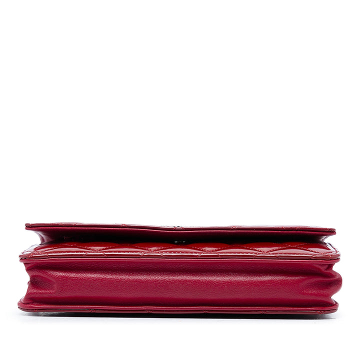 Chanel Sac bandoulière CC Matelassé Brilliant Wallet on Chain Rouge – vue 3 – GABY PARIS