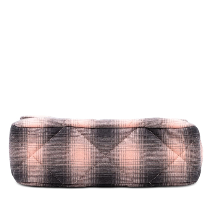 Chanel Cotton Check 19 à rabat Grand Tissu