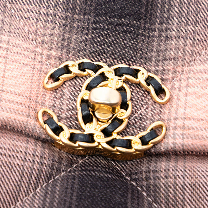 Chanel Cotton Check 19 à rabat Grand Tissu