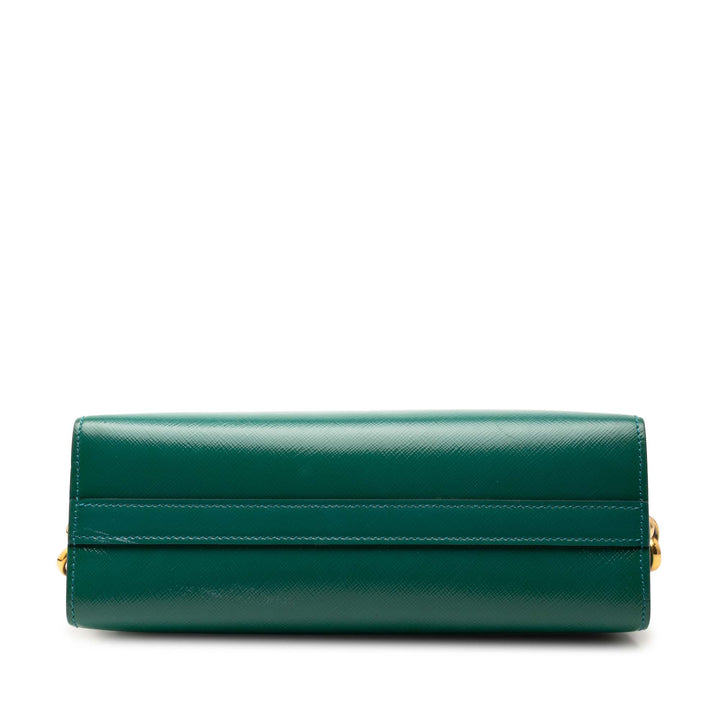 Prada Sac bandoulière Bicolore Vernice Esplanade Saffiano Bleu – vue 3 – GABY PARIS