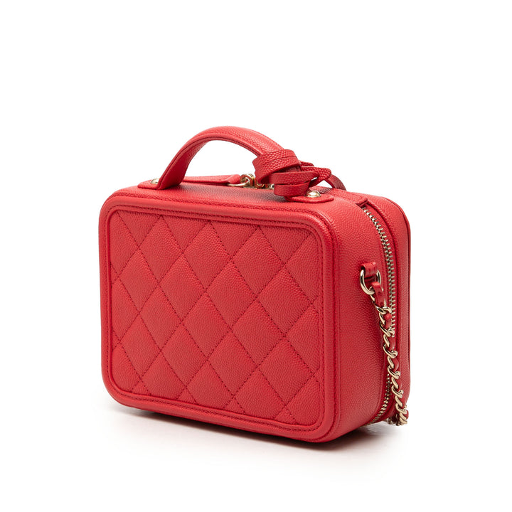 Chanel CC Filigree Vanity Petit Cuir caviar Rouge – vue 2 – GABY PARIS