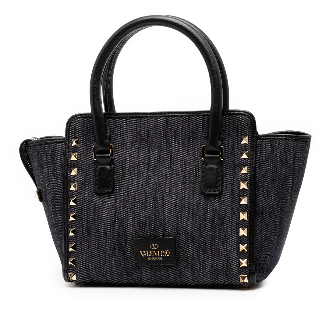 Valentino Small Jean Rockstud Trapeze Sac