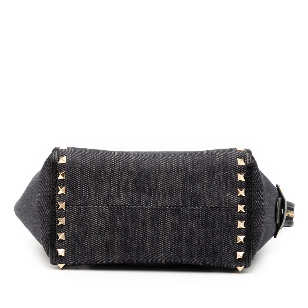 Valentino Small Jean Rockstud Trapeze Sac