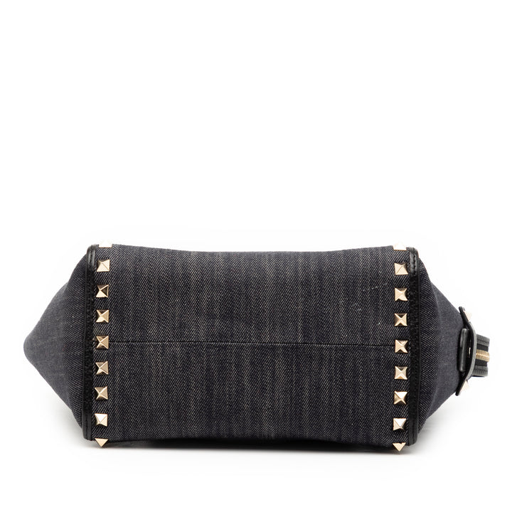 Valentino Small Jean Rockstud Trapeze Sac