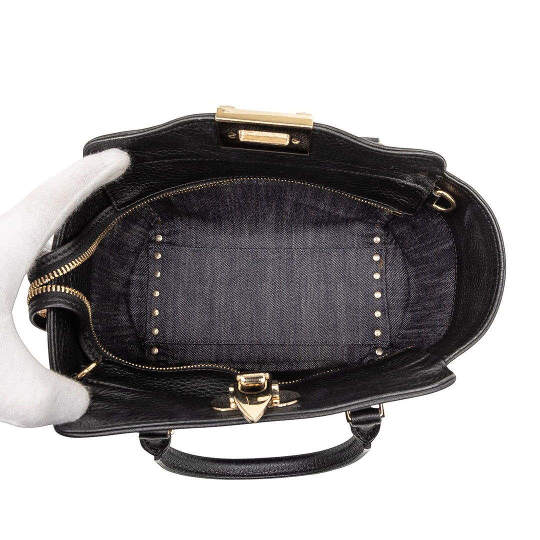 Valentino Small Jean Rockstud Trapeze Sac