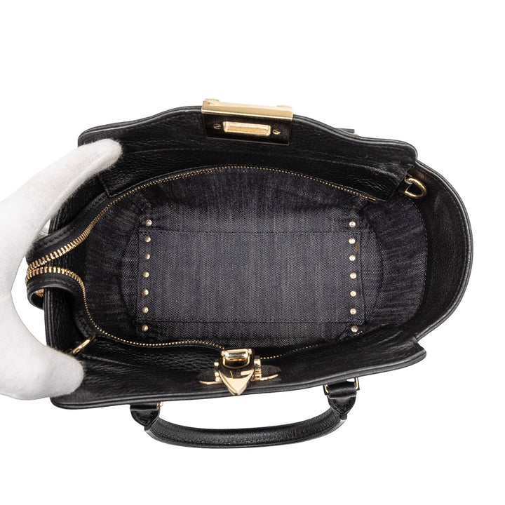 Valentino Small Jean Rockstud Trapeze Sac