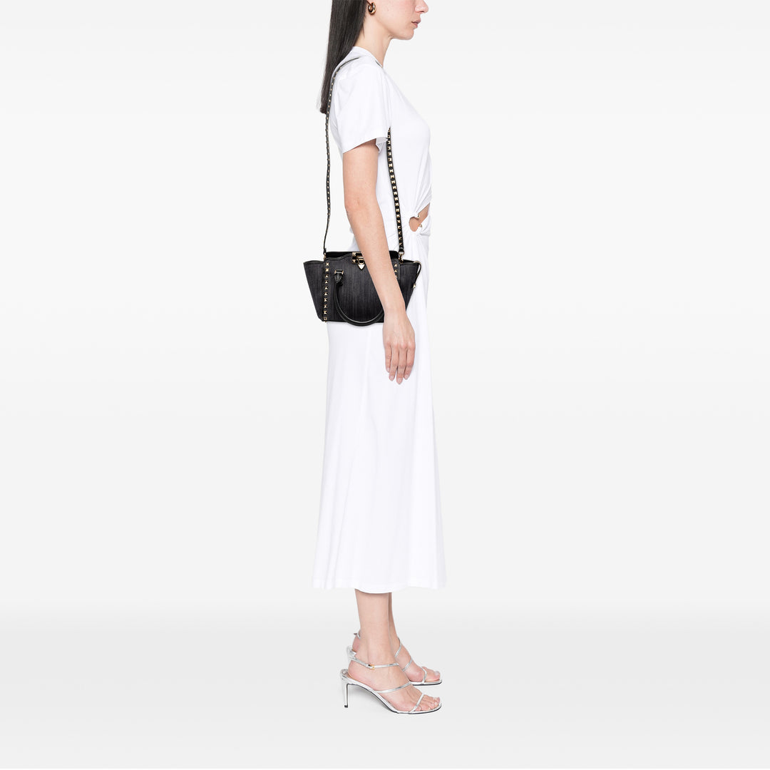 Valentino Small Jean Rockstud Trapeze Sac