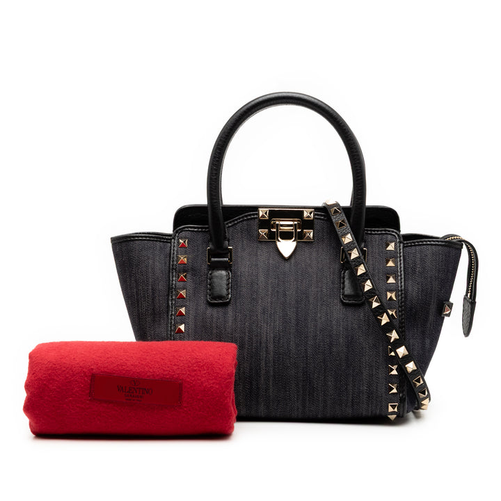 Valentino Small Jean Rockstud Trapeze Sac