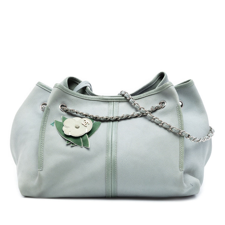 Chanel Grained Nubuck Camellia Patch Shopping Cabas