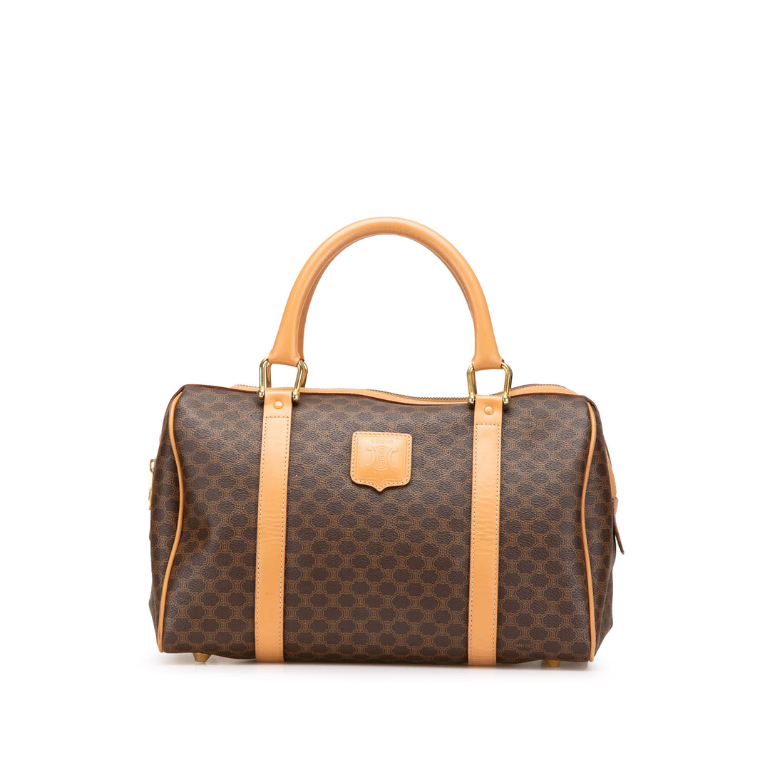 Macadam Coated Canvas Boston Bag Brown - Gaby Paris