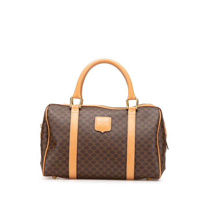 Macadam Coated Canvas Boston Bag Brown - Gaby Paris