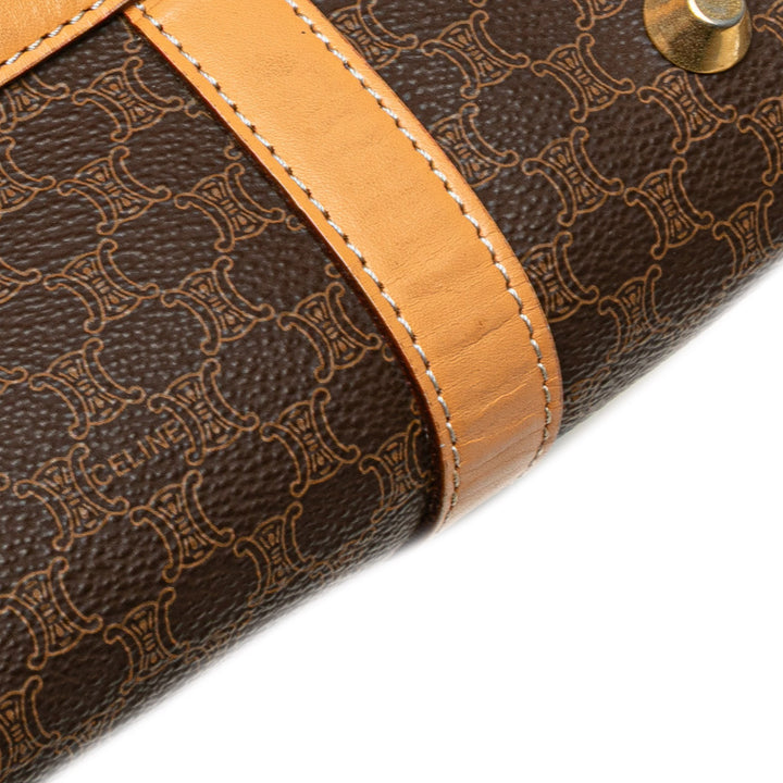 Macadam Coated Canvas Boston Bag Brown - Gaby Paris