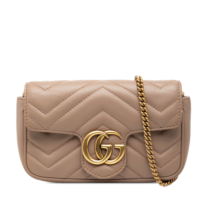 Gucci Mini GG Marmont Matelasse Cuir de veau à rabat Sac porté croisé