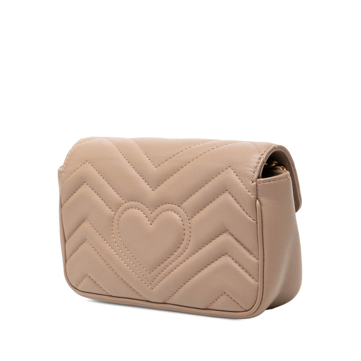 Gucci Mini GG Marmont Matelasse Cuir de veau à rabat Sac porté croisé
