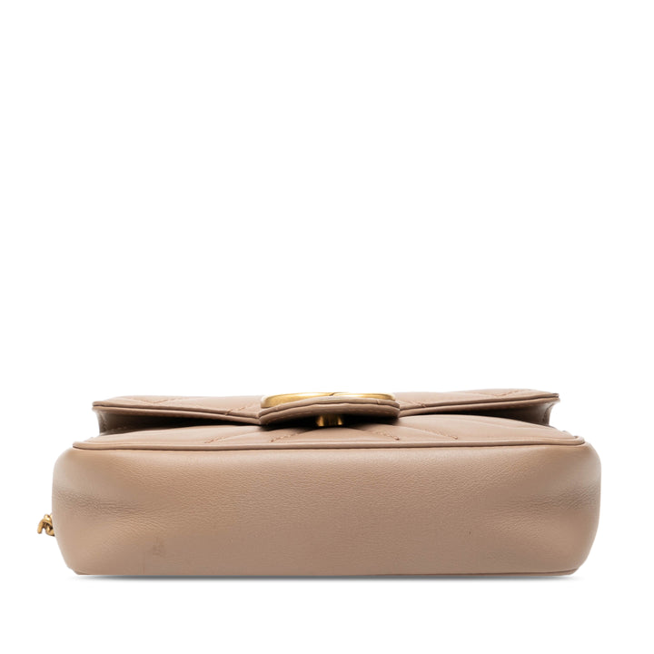 Gucci Mini GG Marmont Matelasse Cuir de veau à rabat Sac porté croisé