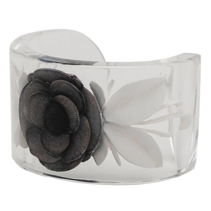 Chanel Lucite Camellia Cuff Bracelet Plastique