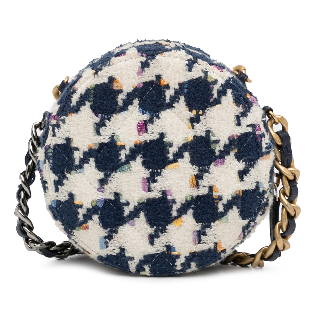 Tweed 19 Round Clutch with Chain White - Gaby Paris