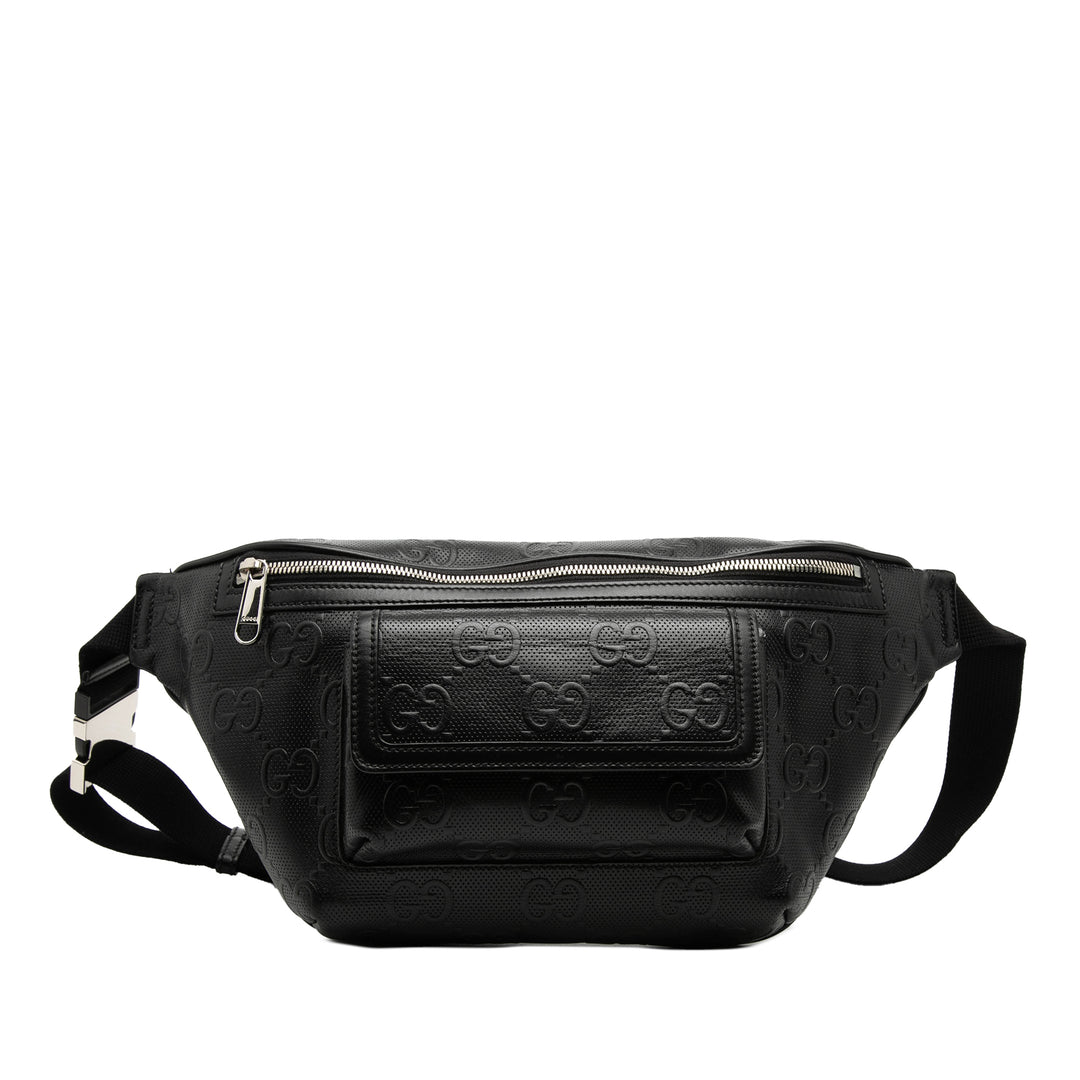 Gucci GG embossé perforé Cuir Pocket Sac ceinture