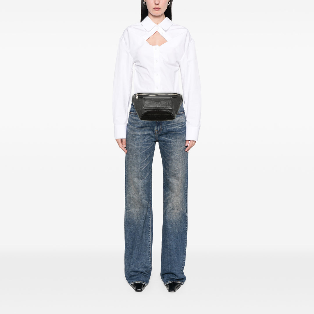Gucci GG embossé perforé Cuir Pocket Sac ceinture