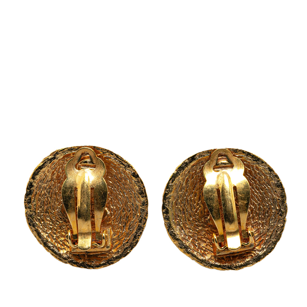 Gold Plated CC Clip-On Earrings Gold - Gaby Paris