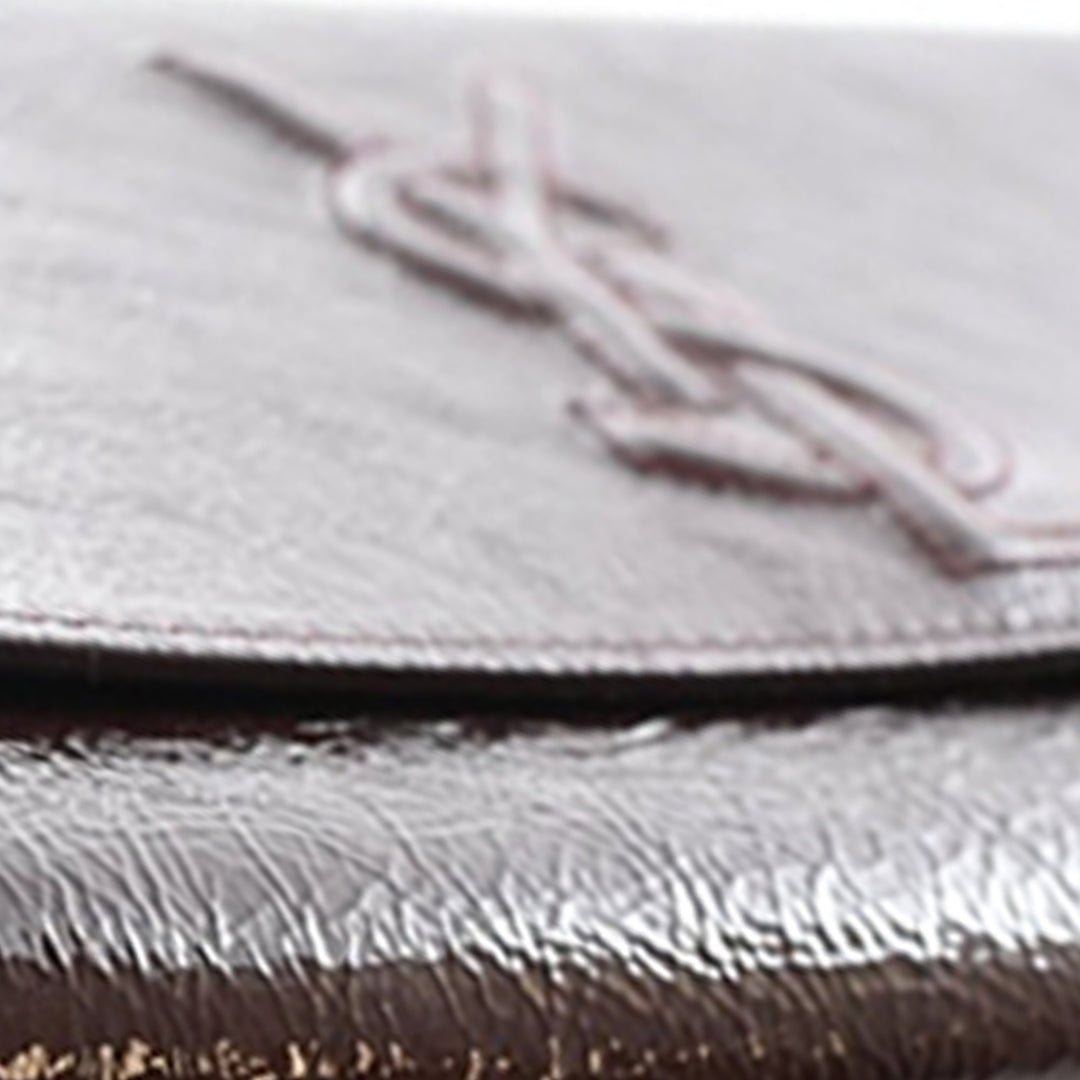Saint Laurent Large Textured Cuir verni Monogram Belle De Jour Pochette