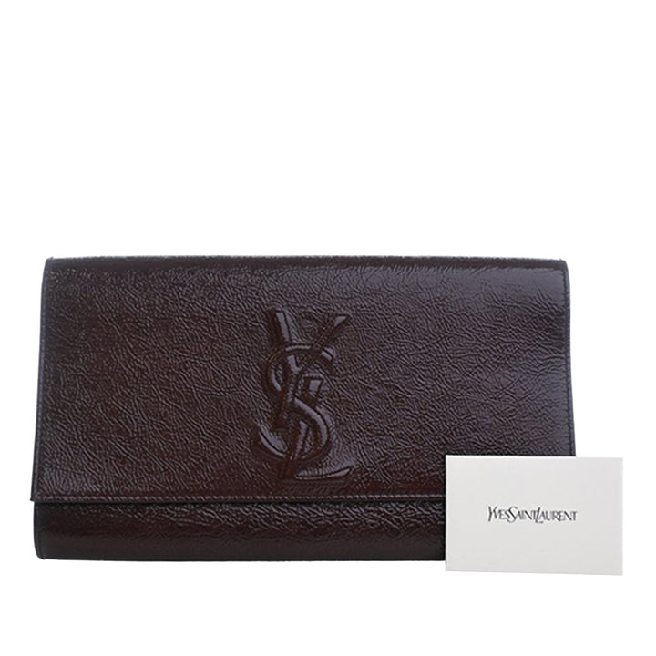 Saint Laurent Large Textured Cuir verni Monogram Belle De Jour Pochette