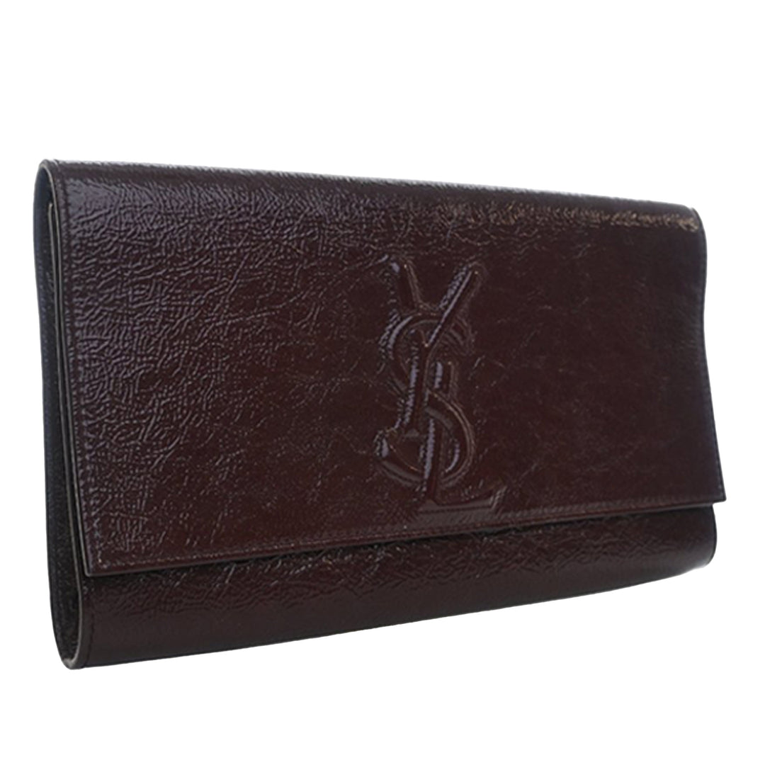 Saint Laurent Large Textured Cuir verni Monogram Belle De Jour Pochette