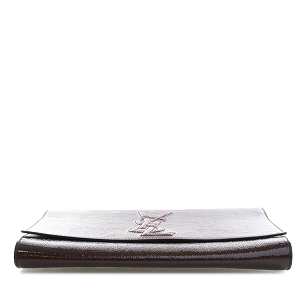 Saint Laurent Large Textured Cuir verni Monogram Belle De Jour Pochette