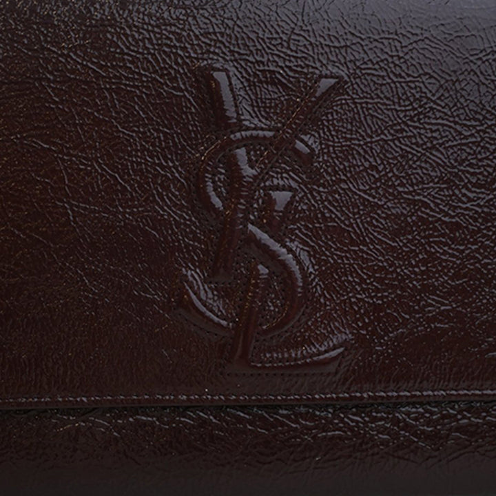 Saint Laurent Large Textured Cuir verni Monogram Belle De Jour Pochette