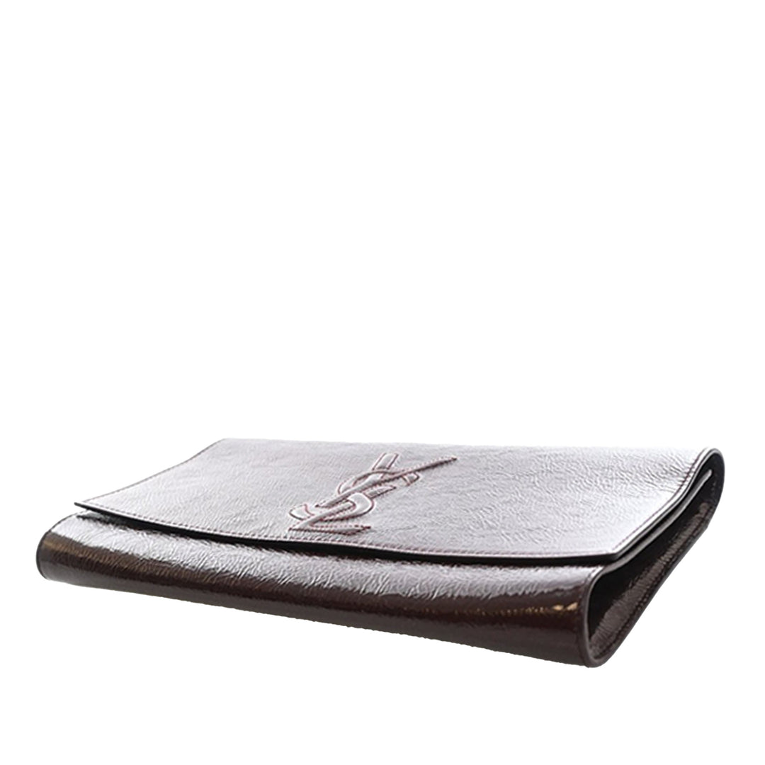 Saint Laurent Large Textured Cuir verni Monogram Belle De Jour Pochette