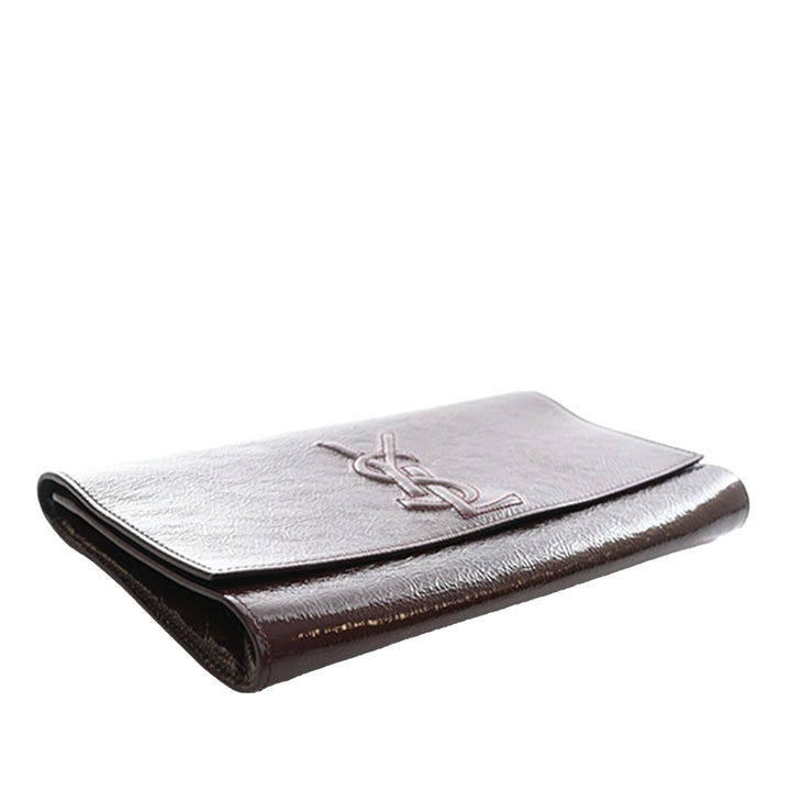 Saint Laurent Large Textured Cuir verni Monogram Belle De Jour Pochette