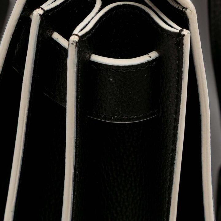 Small Grained Calfskin Topstitch Sac De Jour Satchel Black - Gaby Paris