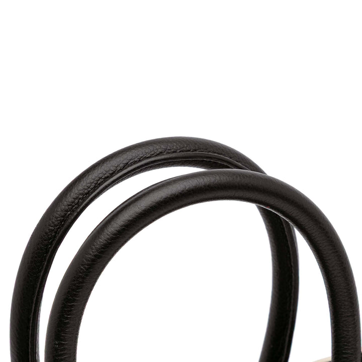 Small Grained Calfskin Topstitch Sac De Jour Satchel Black - Gaby Paris