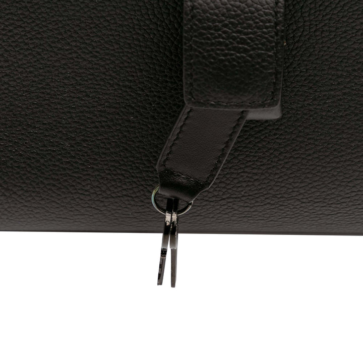 Small Grained Calfskin Topstitch Sac De Jour Satchel Black - Gaby Paris