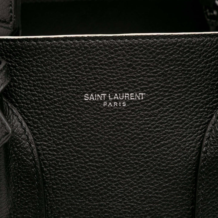 Small Grained Calfskin Topstitch Sac De Jour Satchel Black - Gaby Paris