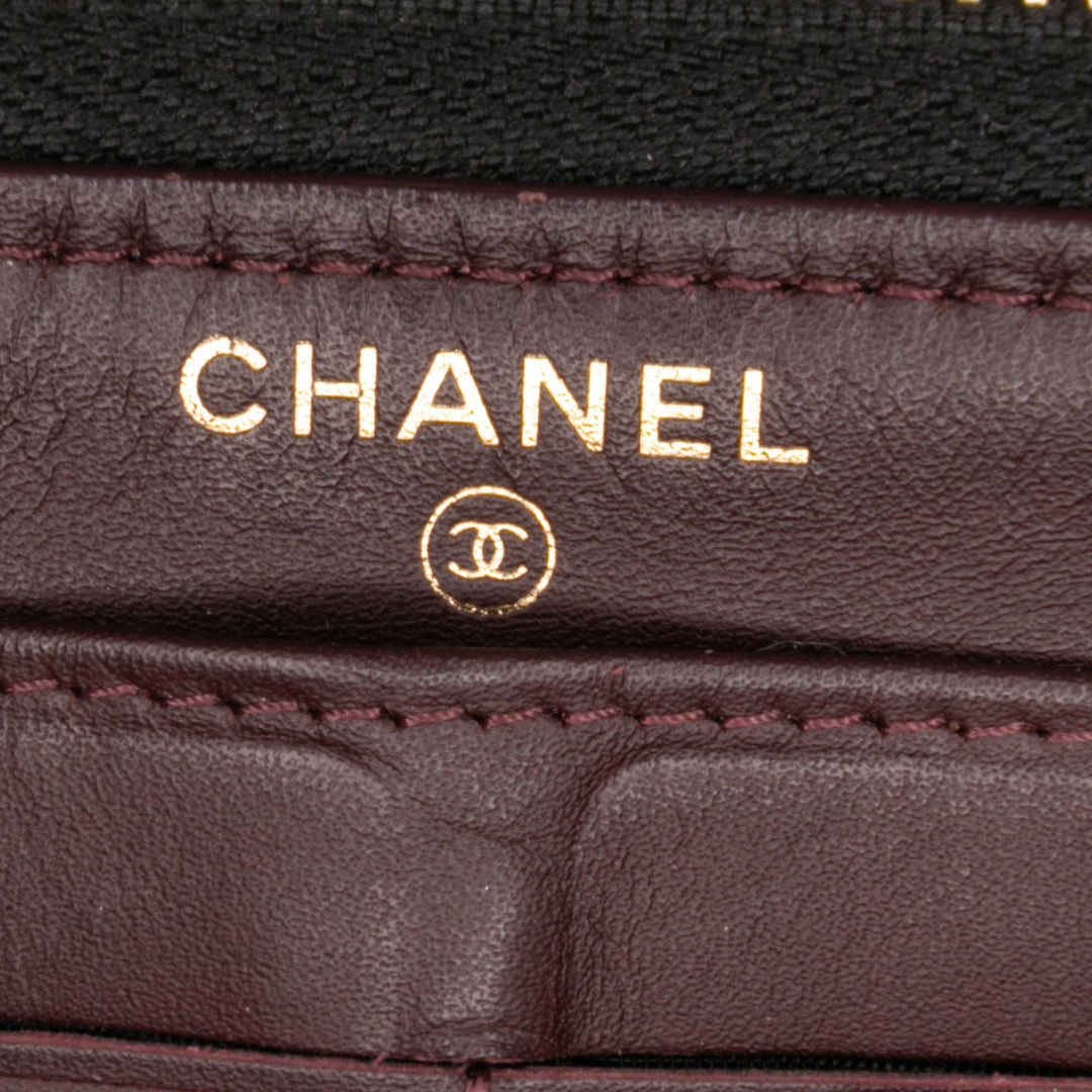 CC Quilted Caviar Zip Around Long Wallet Black - Gaby Paris