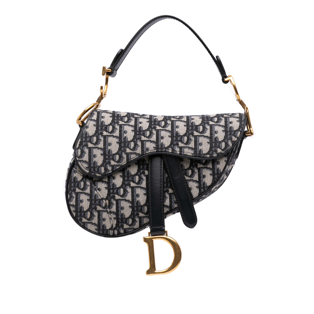 Mini Oblique Canvas Saddle Bag Blue - Gaby Paris