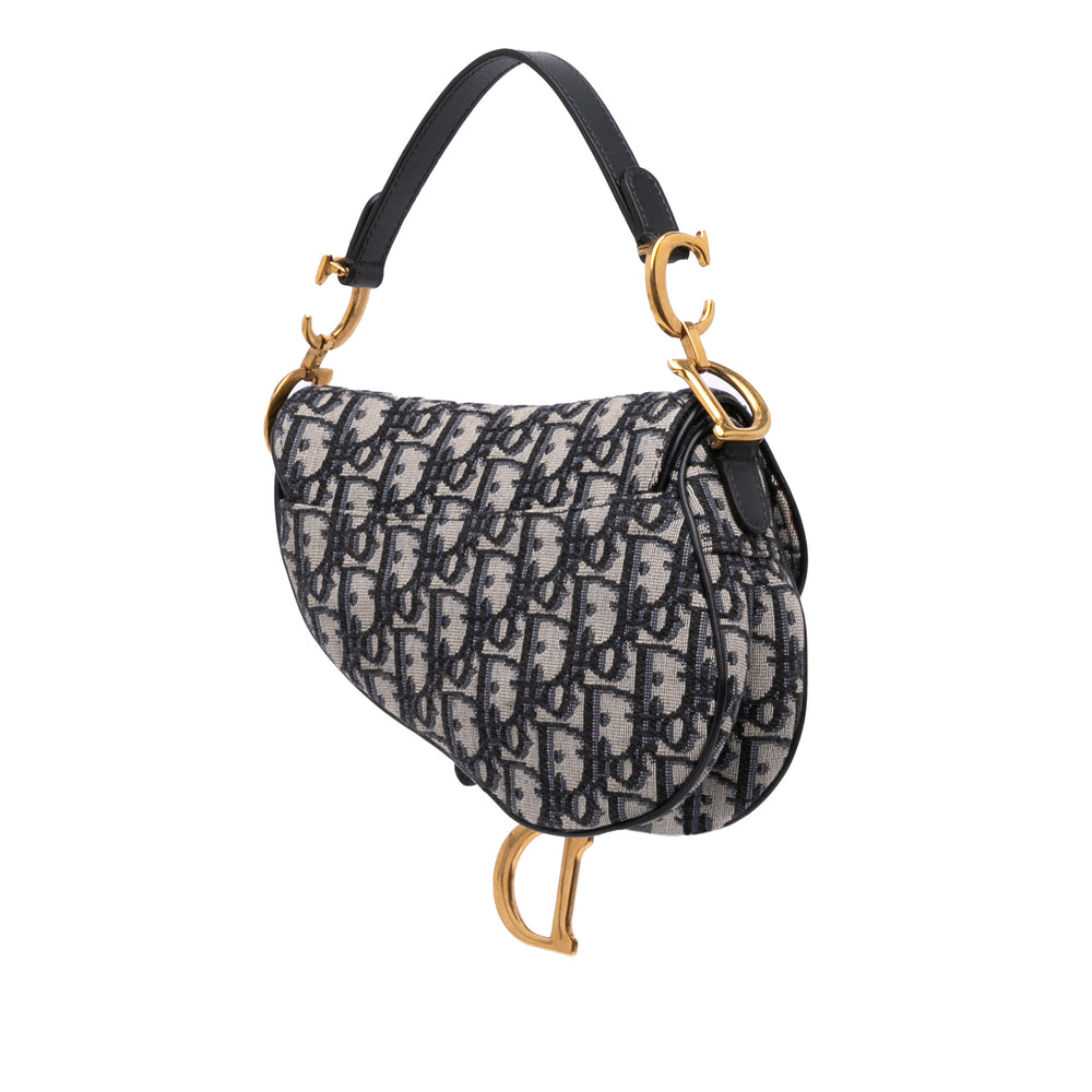 Mini Oblique Canvas Saddle Bag Blue - Gaby Paris
