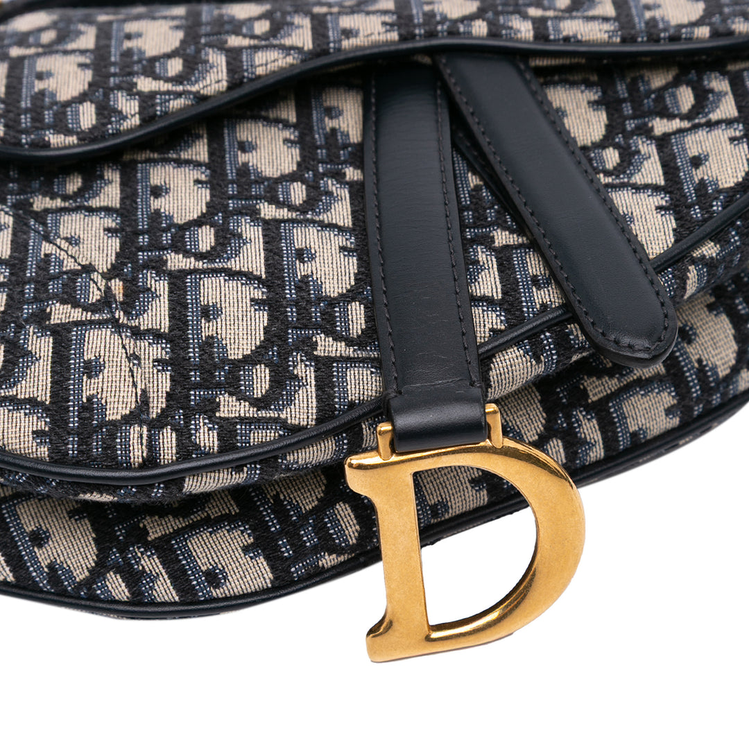 Mini Oblique Canvas Saddle Bag Blue - Gaby Paris