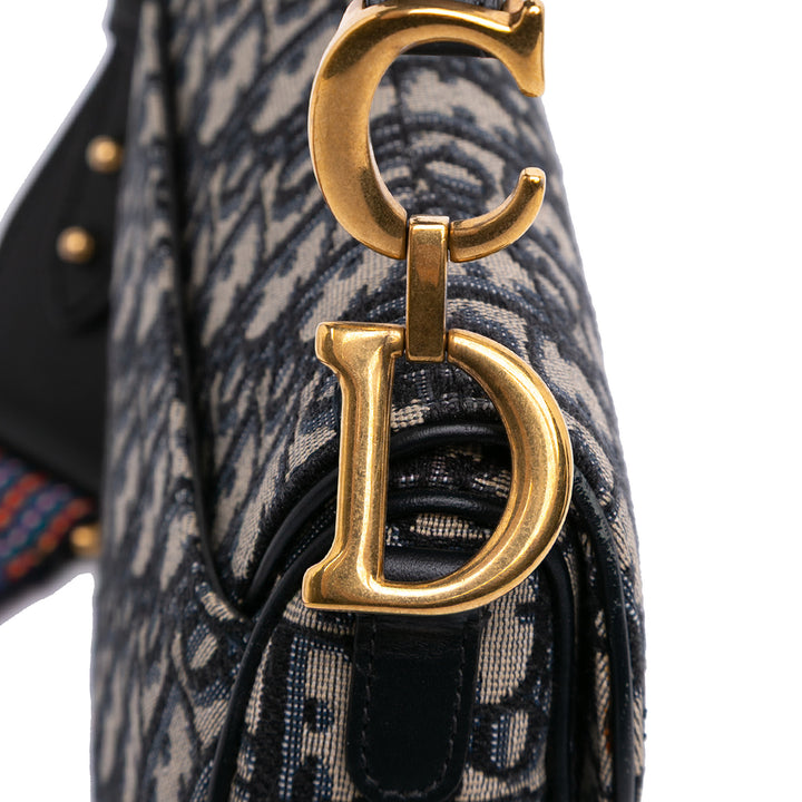 Mini Oblique Canvas Saddle Bag Blue - Gaby Paris
