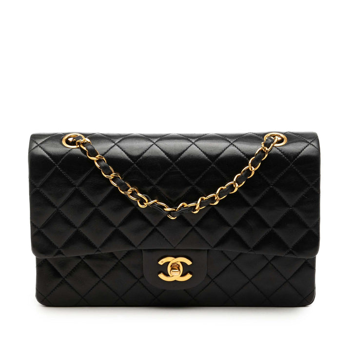 Classic Double rabat Moyen Cuir d'agneau Noir