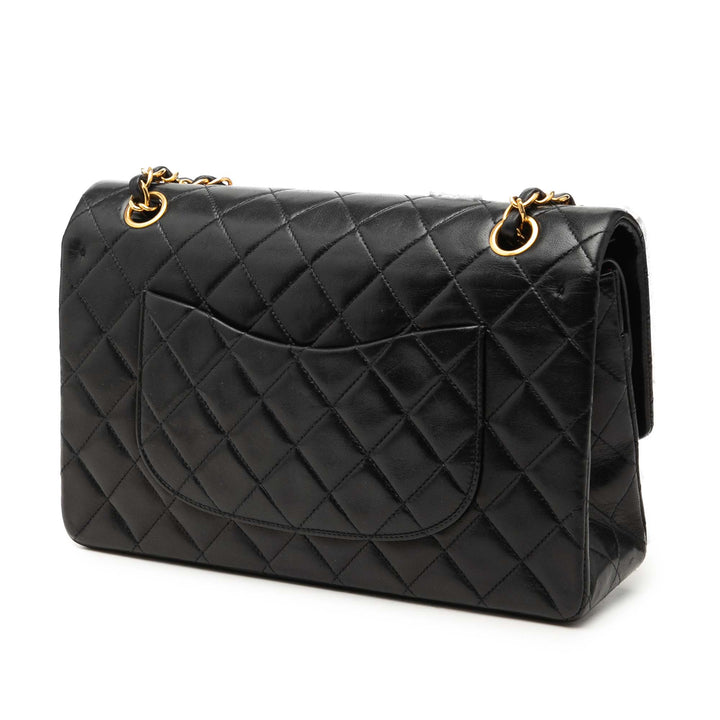 Classic Double rabat Moyen Cuir d'agneau Noir