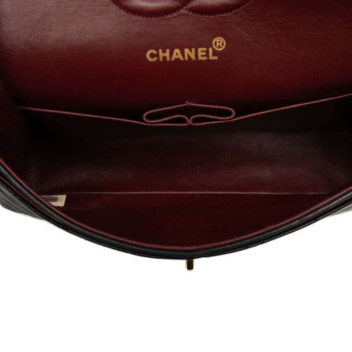 Classic Double rabat Moyen Cuir d'agneau Noir