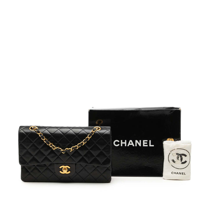 Classic Double rabat Moyen Cuir d'agneau Noir