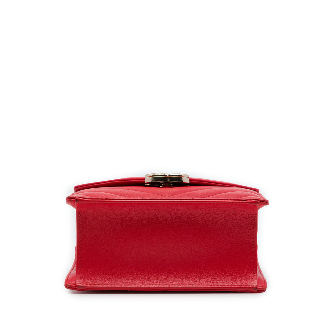 Chanel CC Chevron Enveloppe à rabat Petit Cuir de veau Rouge – vue 3 – GABY PARIS