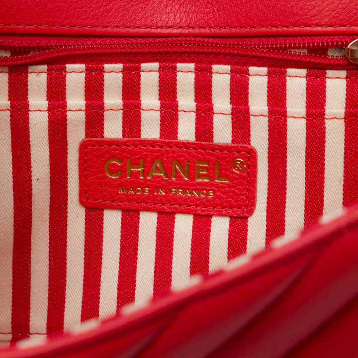 Chanel CC Chevron Enveloppe à rabat Petit Cuir de veau Rouge – vue 5 – GABY PARIS
