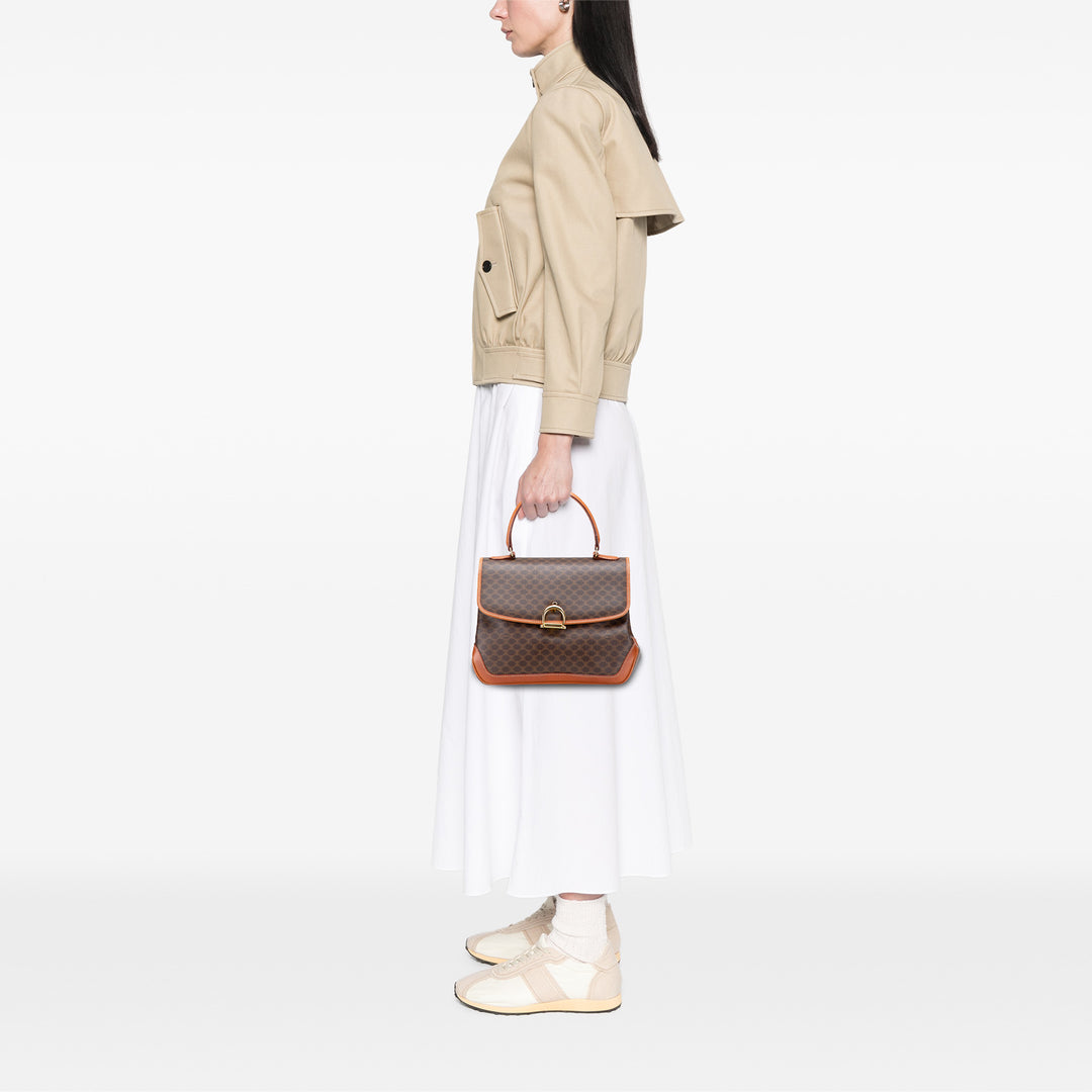 Macadam Coated Canvas Handbag Brown - Gaby Paris